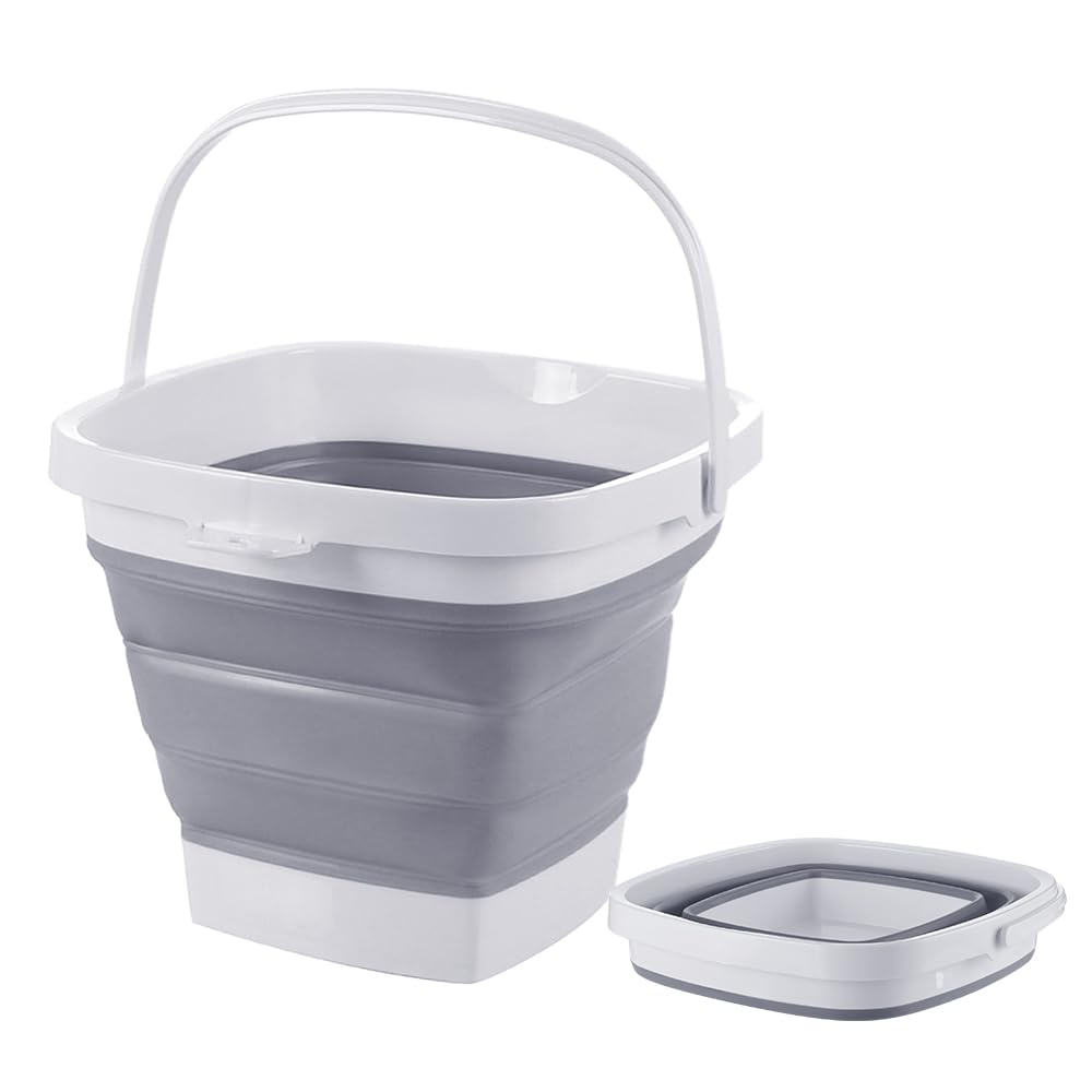 RULAYMAN Folding Bucket, Soft Silicone Bucket, Perfect for Fishing, Car Washing, Gardening, Outdoor Cleaning, Square, Available In Four Colors (3L,