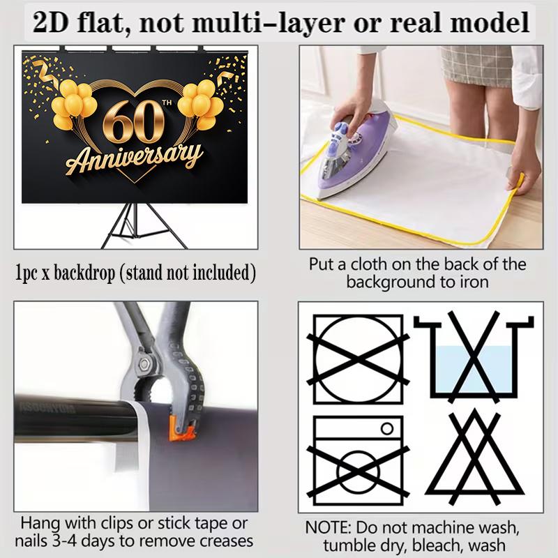 Birthday Party Backdrop Gold Polyester Banner Photo Booth Decoration 73