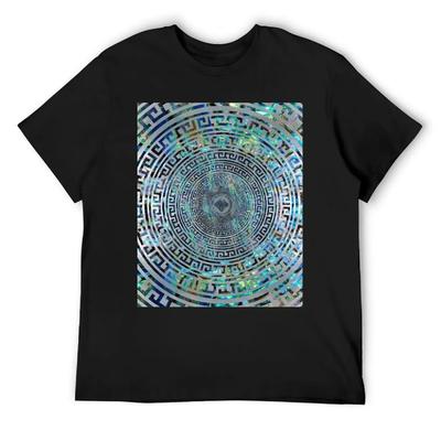 Kreisförmiges griechisches Mäandermuster - Griechisches Schlüsselornament T-Shirt Luxus Designer Oversized Grafik-T-Shirt Vintage T-Shirts Herren