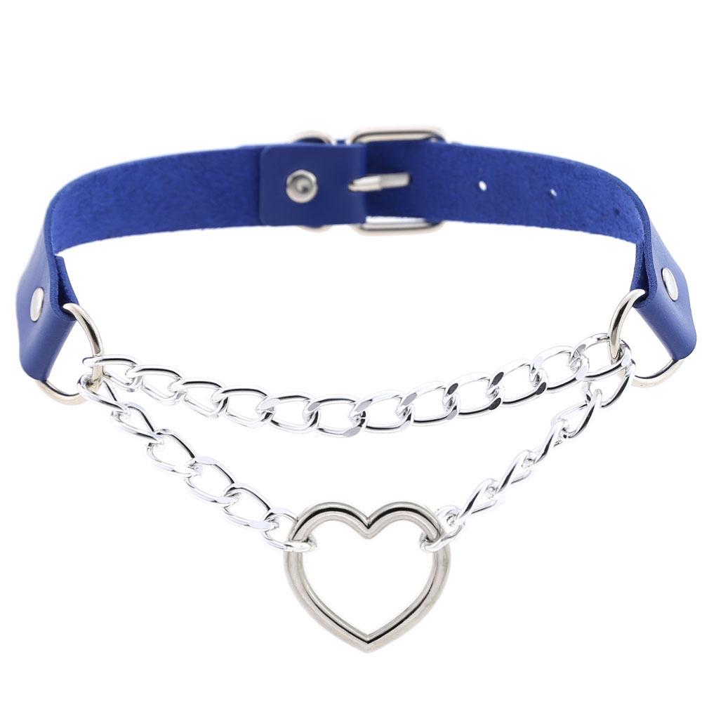 Pastelově gothický choker srdíčkový obojek pro dívku cosplay Harajuku náhrdelník krční pásek choker Kawaii růžové estetické doplňky