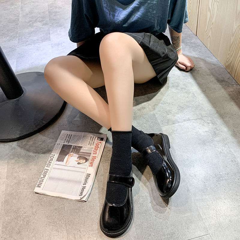 Autumn Soft Girl Big Head Leather Shoes Japanese Round Head Female Student Versatile Doll Shoes Flat Bottom College Style JK Shoes Uniform