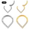 Surgical Steel Septum Nose Clicker Hinged Teardrop Shape Rhinestone Nose Ring Gold Black Body Piercing Jewelry Helix Piercing