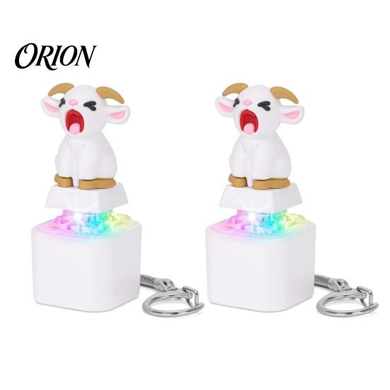 Mechanical Keycap Keychain 1/2/3Pcs Screaming Goat Keyboard Fidget Toy, Rechargeable Sheep Finger Clicker Portable Sensory Toy with Light Sound,