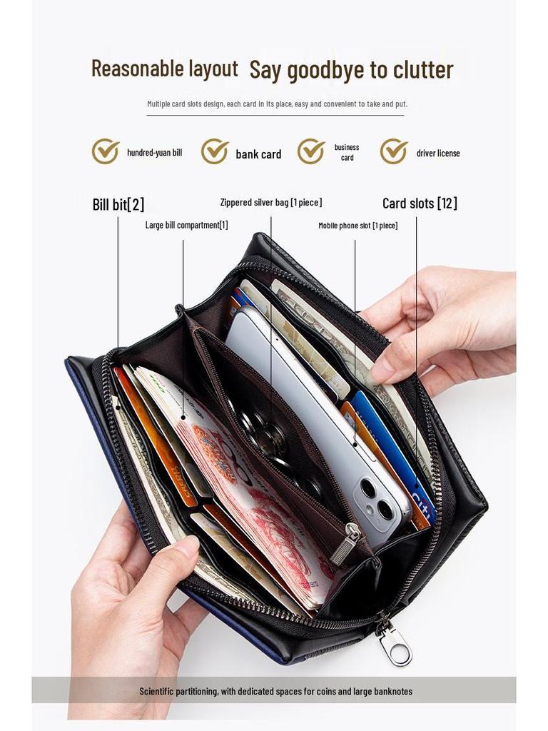 Men's Cross-Border Patchwork Creative Wristlet: Minimalist Business Clutch with Large Capacity for Mobile Devices.