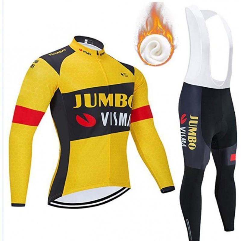 Set Maglia da Ciclismo in Pile da Uomo Invernale Termico Manica Lunga Abbigliamento da Bici per Ciclismo con Clima Freddo