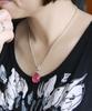 Damen Halskette Platinplattiert Blau Rosa Kristall Wassertropfen Geldsack Anhänger Lange Kette Schmuck