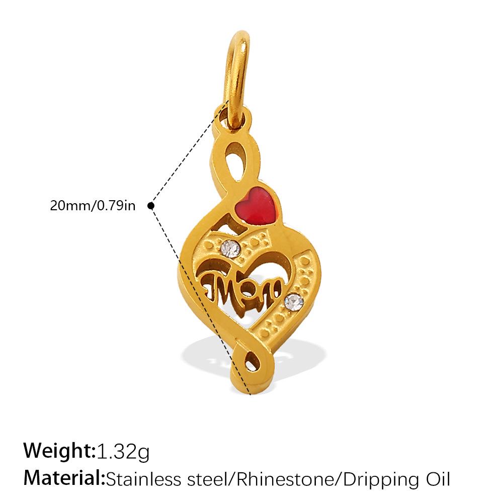 18K Gold-Plated Stainless Steel Moon Heart Diamond Pendant for DIY Jewelry