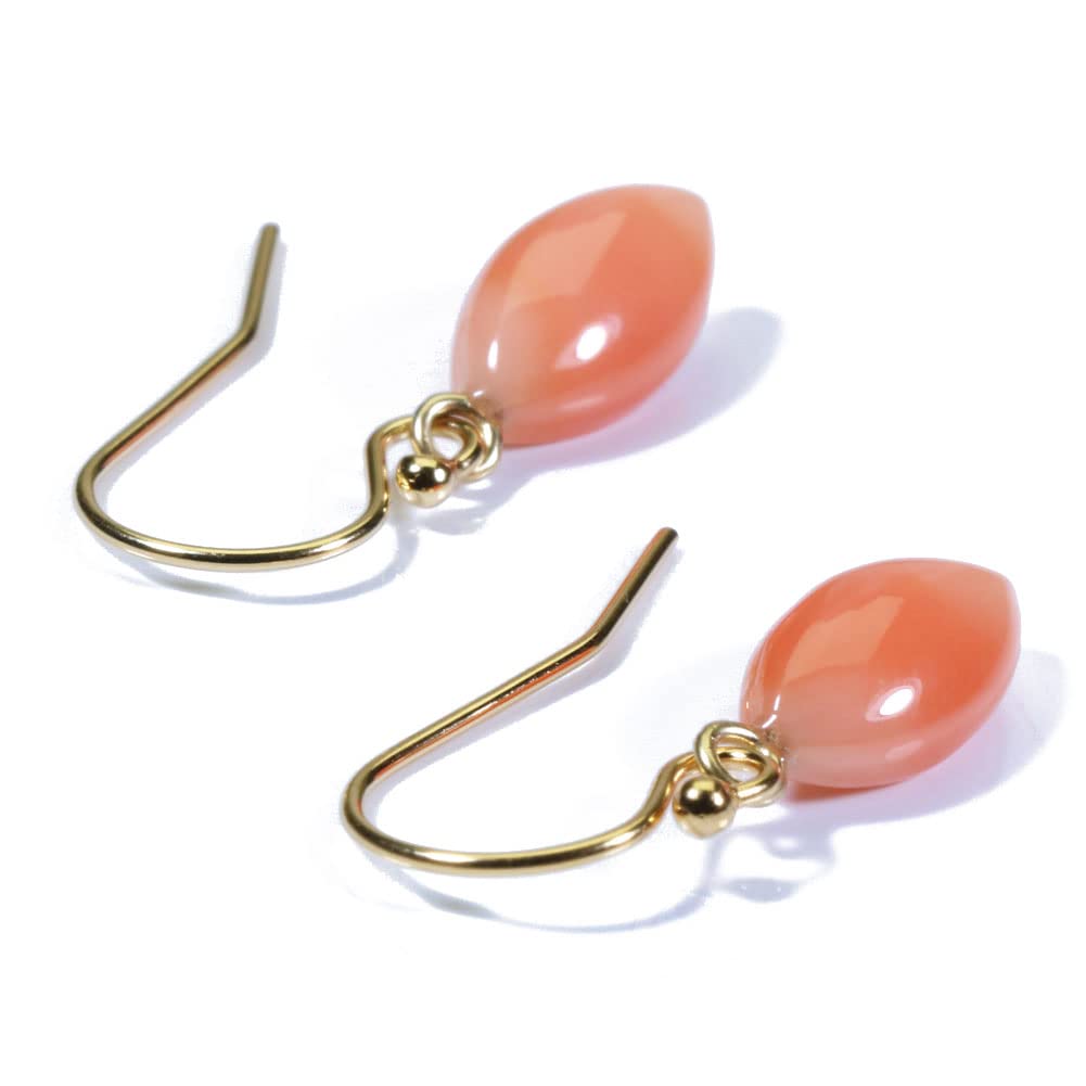 Pink Garnet Coral Earrings with Undyed Hooks, Marquise, Gold-Filled,