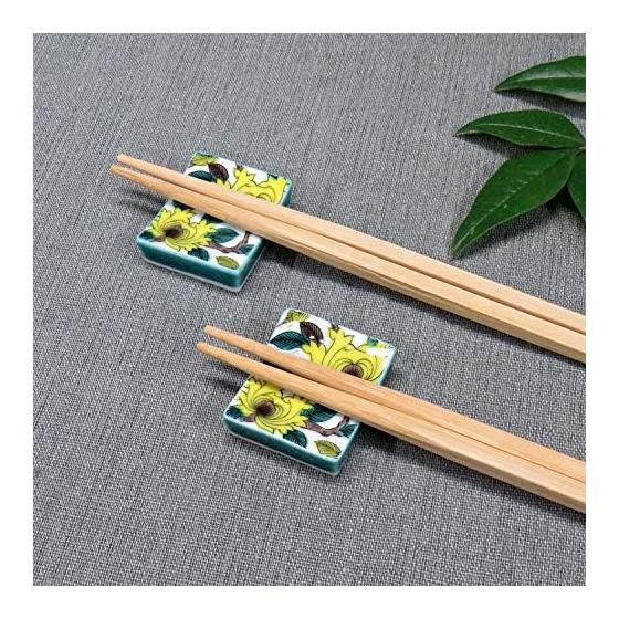 Kutani Ware Chopstick Rests - Set of 2, Peony Design, Ceramic, Made in Japan (Ishikawa Prefecture) - Elegant Japanese Tableware,  Iroe Hashioki