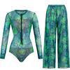Zonnebeschermend Badpak met Lange Mouwen voor Dames Hoge Elasticiteit Verdikt Mesh Losse Broek Europees en Amerikaans Zwemkleding Fitness Eendelig