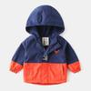 Children's Thickened Casual Jacket, Boys' Color-Blocked Windbreaker, Autumn and Winter Fleece-Lined Hoodie for Boys, Korean Style Children's Clothing