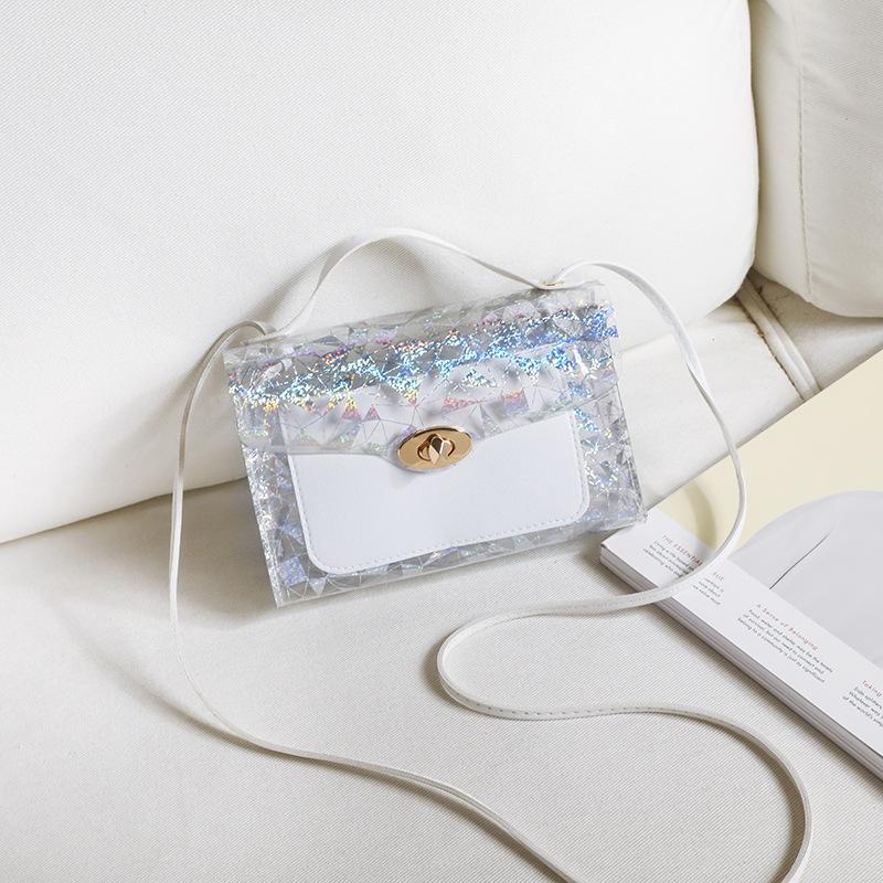 Guangzhou Women's Bag Summer Contrasting Color Floral Transparent Lock Mobile Phone Bag Single Shoulder Oblique Span Portable Small Square Bag