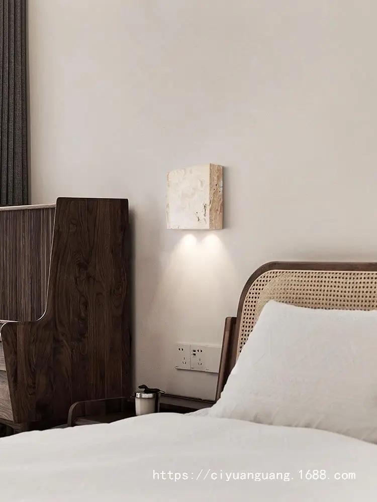 Natural Room Decor Wall Lamp Square Spotlights Glass Lampshade Lights Bedroom Led Sconce Cream Home Decorations