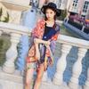 "Summer Ethnic Style Cotton-Linen Shawl: Handmade Retro Button Sunscreen Beach Cover-Up"