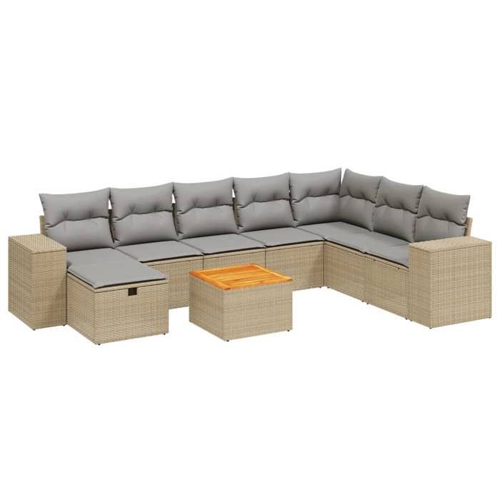 VidaXL Garden Lounge Set with Cushions 9 Pcs, Patio Sofas, Patio Furniture Set, Outdoor Furniture, Mix 3265210