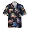 Funny Frog 3D Printed Men Streetwear Man/Women Casual Fashion Short Sleeves Shirts Lapel Button Shirt Unisex Clothing Blouses