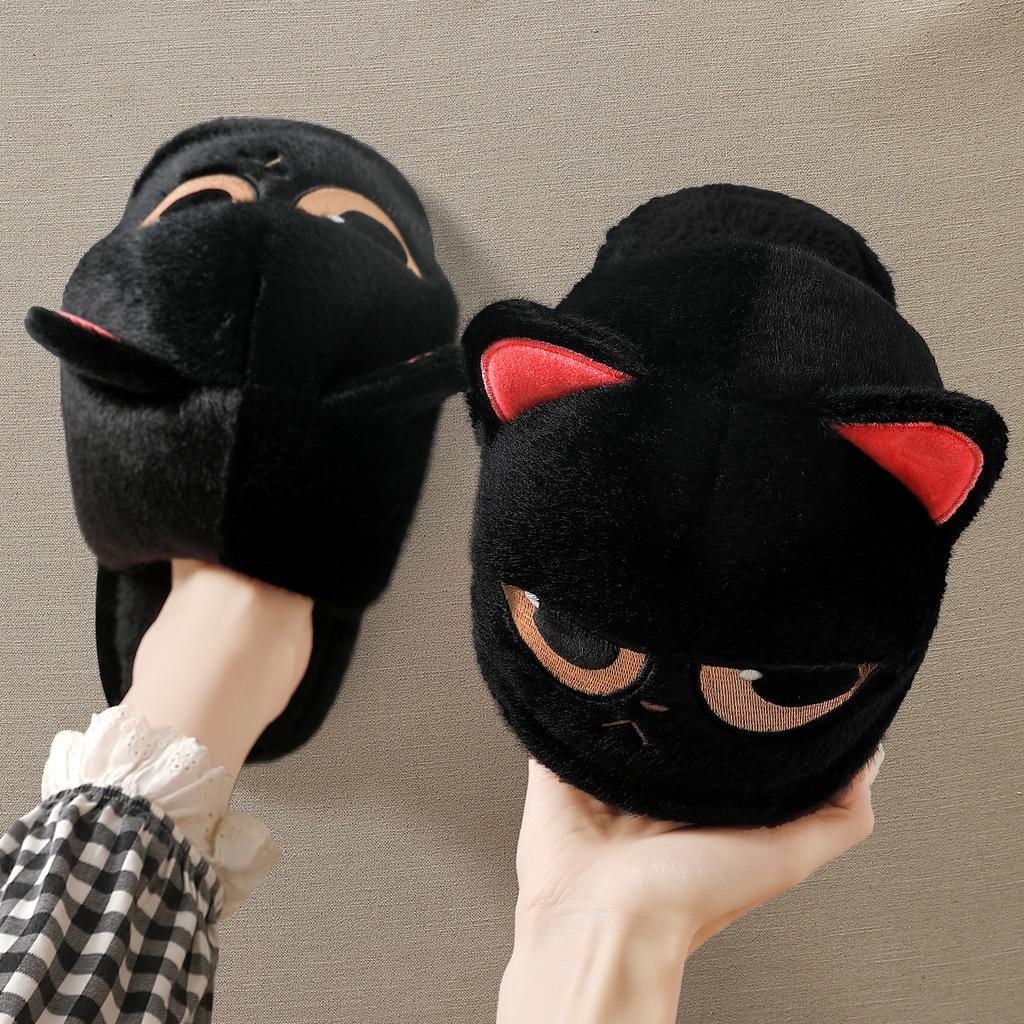 New Fun Sorrow Kitty Slipper Women's Winter Animal Designer Slides House Shoes Home Scuff Woman Big Head Cat Flipper Floor Shoes