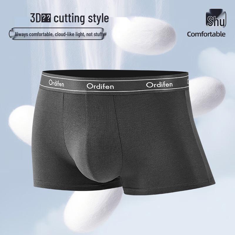 Audifen Men's 7A Antibacterial Mulberry Silk Crotch Seamless Cotton Boxer Briefs (4-Pack)