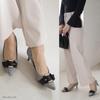 [AmiAmi] Women's Pointed Toe Pumps with Buckle, 6cm Heel, Comfortable for Walking, Leg-Lengthening Effect (Black (Smooth), 24.0cm-24.5cm) KH7544