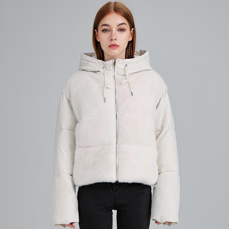 

Модные зимние короткие парки женские куртки из искусственного меха с капюшоном толстые теплые женские пальто 2XL бежевый