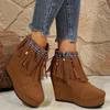 Bohemia Embroidery Fringed Decoration Boots Women 2025 Winter Chunky Platform Super High Heel Ankle Boots Thick Bottom Booties
