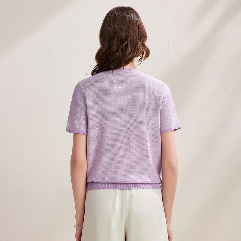 Zhaojun 2026 S/S Floral Jacquard Silk Blend Short Sleeve Knit T-Shirt