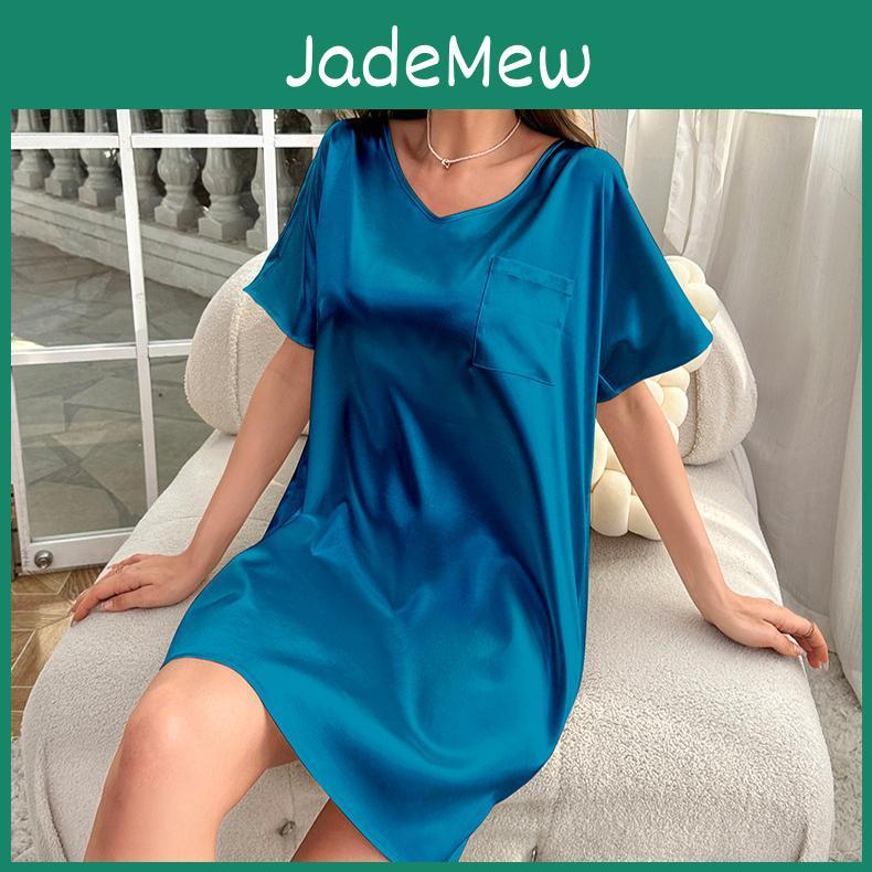 Ice Womens Plus Silk Size Summer Thin Home Wear Long Pajamas