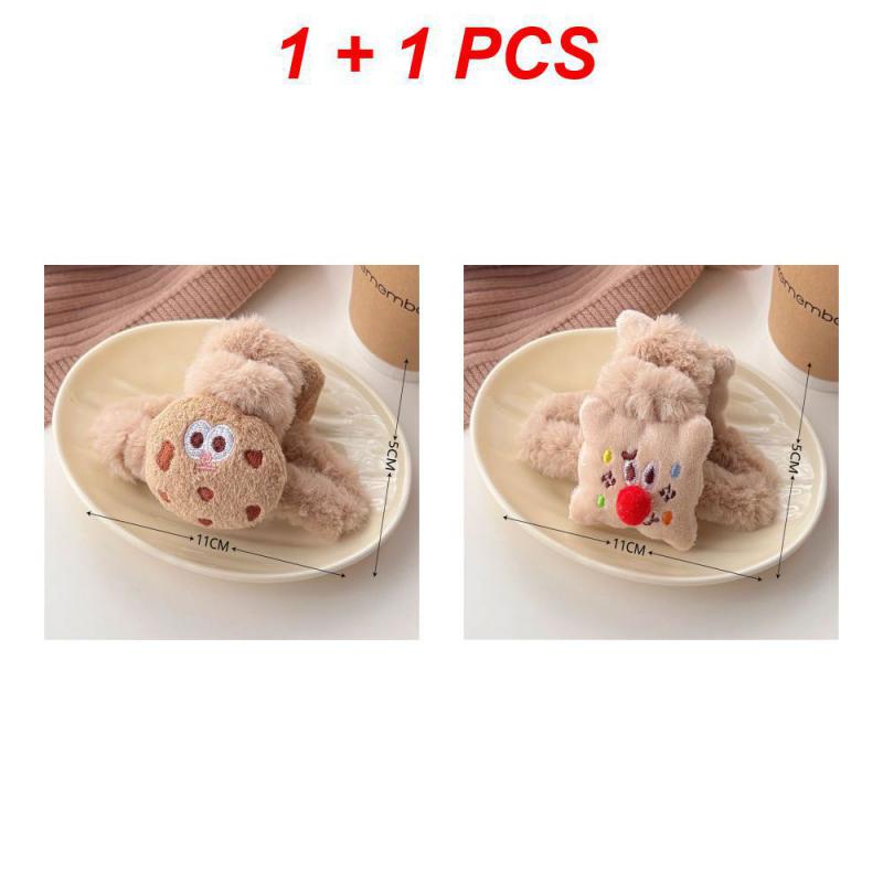 1/2/3Pcs Plush Heart Hair Clips For Women Autumn Winter Fur Hair Crab Clip Elegant Shark Hair Claws Headwear Hair Accessories