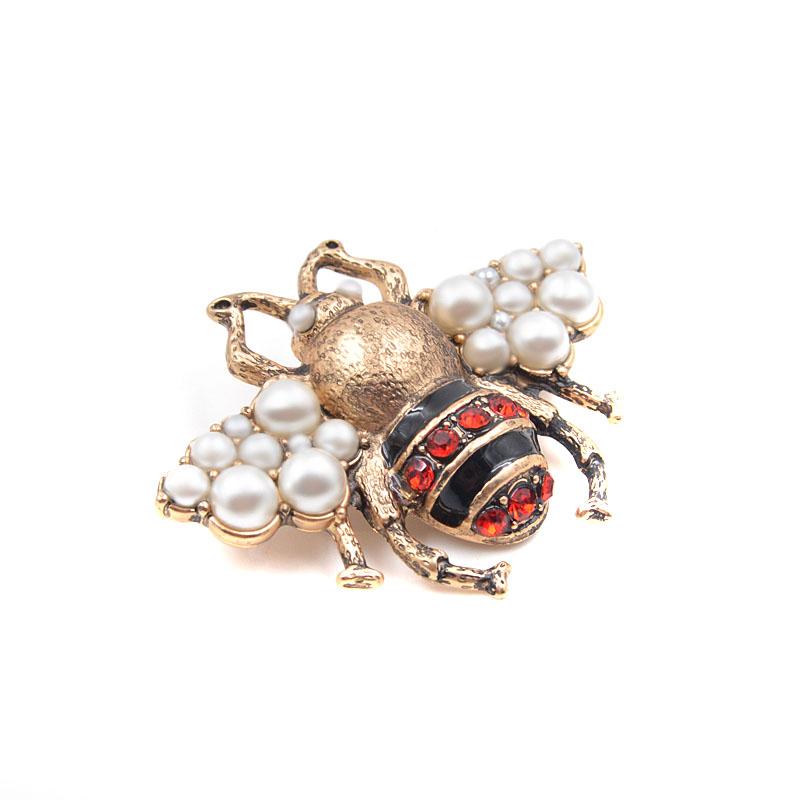 New Fashion Pearl Bee Brooches for Women Antique Gold Color Brooch Pin Vintage Style Jewelry High Quality Insect