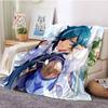 Fashion Genshin  Blanket Flannel Four Seasons Quilt Anime Breathable Super Warm Throw Blankets for Bedding Travel Bedding  Gifts