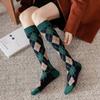Streetwear Stripe Check Socks Elastic British Style Long Socks Unique Knee High Stockings  Girl