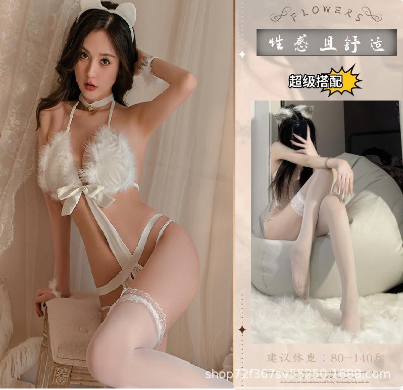 Sexy underwear Perspective straps One-piece three-point pure desire suit Hot Muse set One nurse uniform