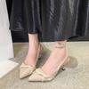 Show leg height, temperament, fashion, French pointed head, high heel, bag head sandals, women's new thin heel back strap single shoes