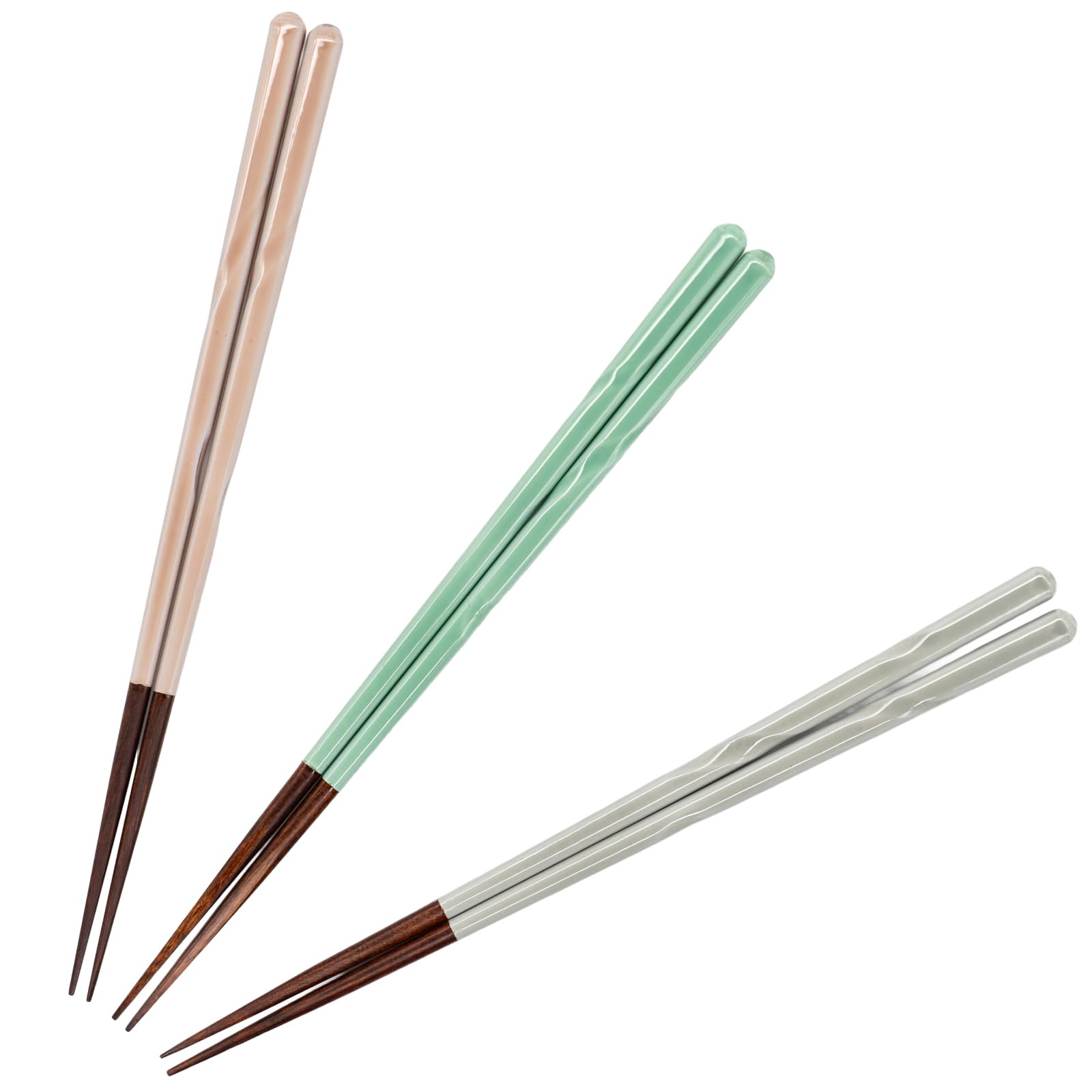 

PINGTO Dishwasher Adult Easy to Set of 3 Pairs in 3 Tapered Pink Green Natural Made in Lino Chopsticks, Safe, Size, Long, Use, Colors, 23cm, Tip, /