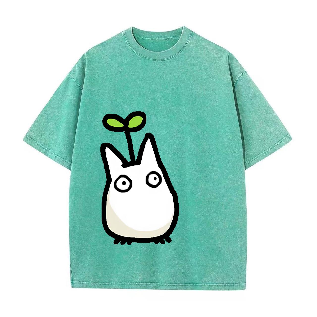 

Ретро випрана вінтажна футболка Футболка Studio Ghibli Футболка Тоторо Осінь Зима Японська футболка Аніме Чоловіча футболка 3XL