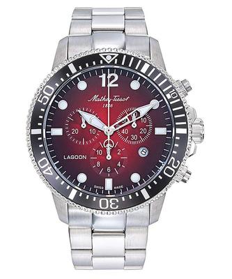 Ανδρικό ρολόι Lagoon Chronograph από ανοξείδωτο ατσάλι Red Dial Quartz H123CHAR 100M