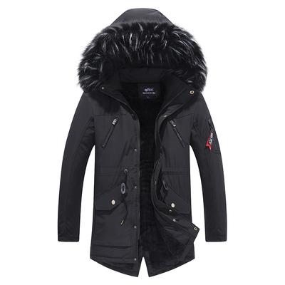 Winter Long Parkas for Men Hooded Casual Collar Detachable Cotton Jackets Thicker Warm Parkas Male Outwear Winter Coats