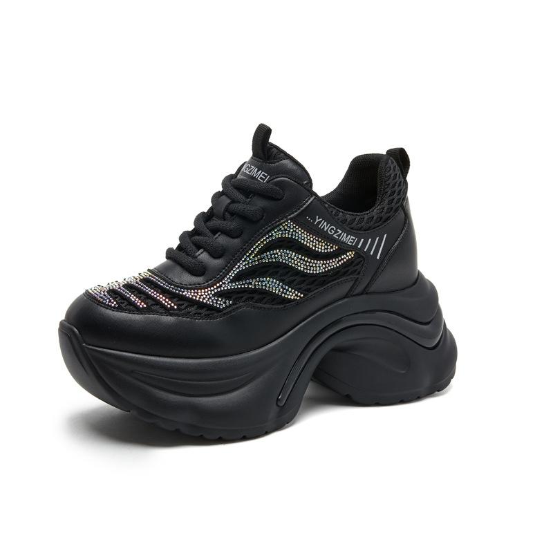 Thick-soled Dad Shoes Children 2025 New Popular Summer Mesh Shoes Women's Mesh Heightening Women's Shoes Sports White Shoes