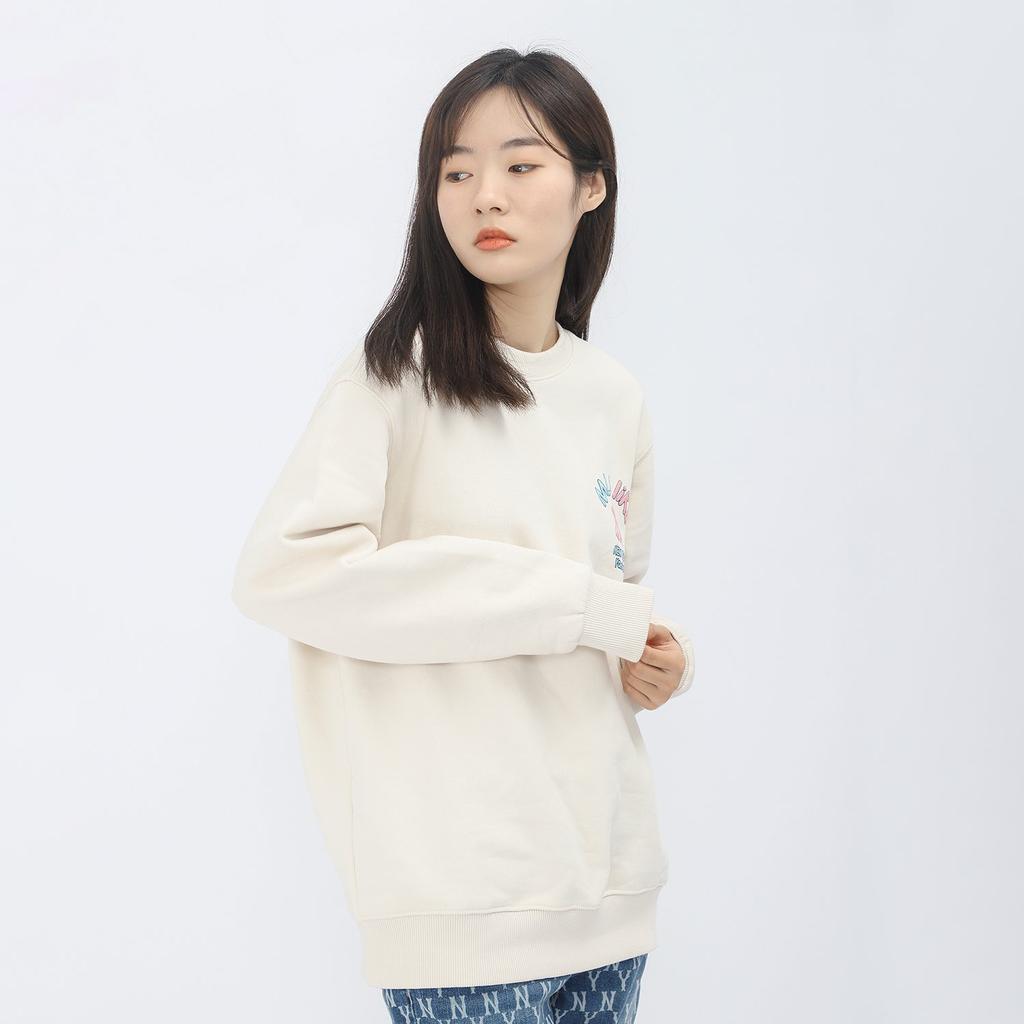 MLB New York Yankees, Round Neck Fleece Loose Fit Hoodie Sweatshirt Winter Unisex Cream 3AMTL5116-50CRS