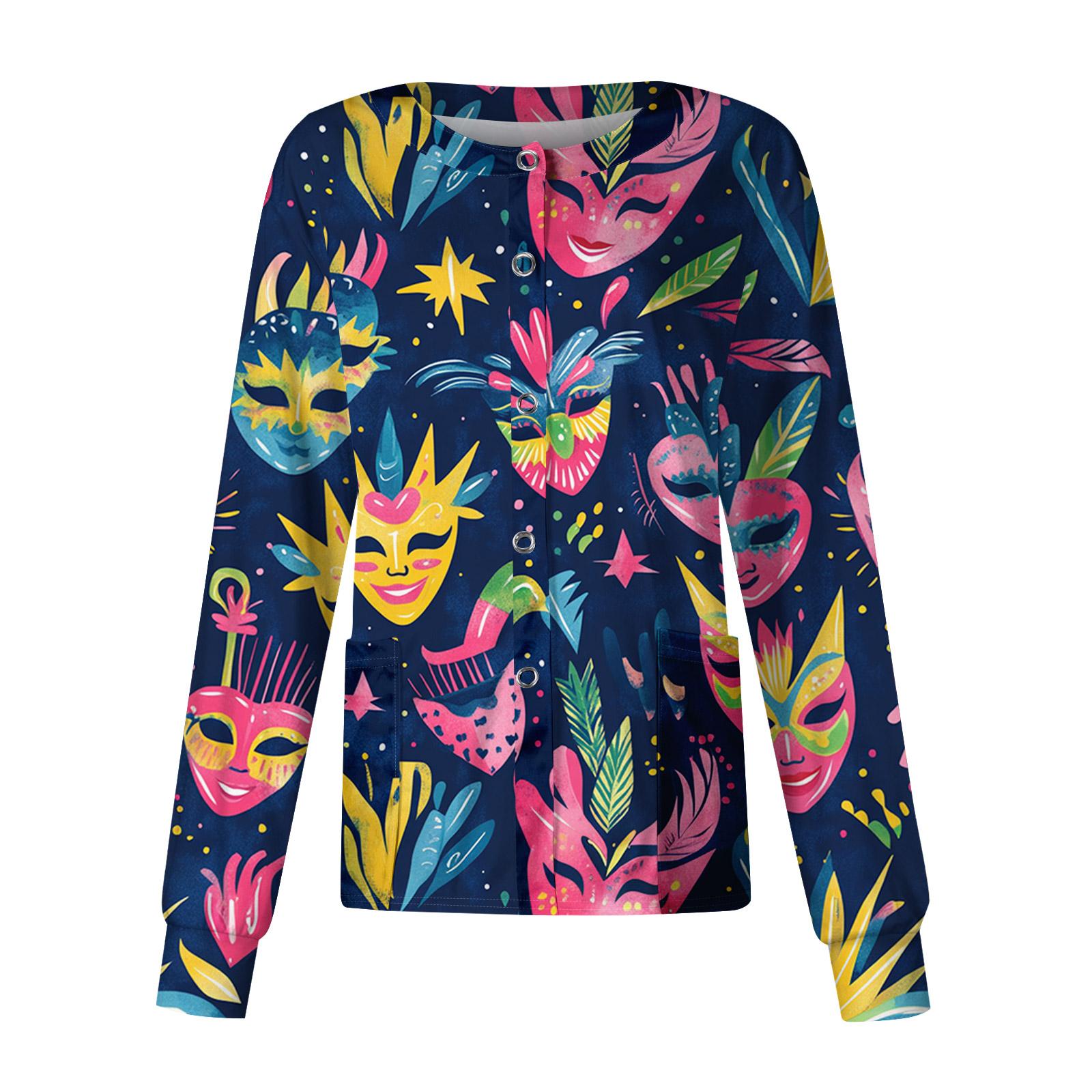 

Women s Casual Long Sleeve Single Breasted Printed Dry- Top L