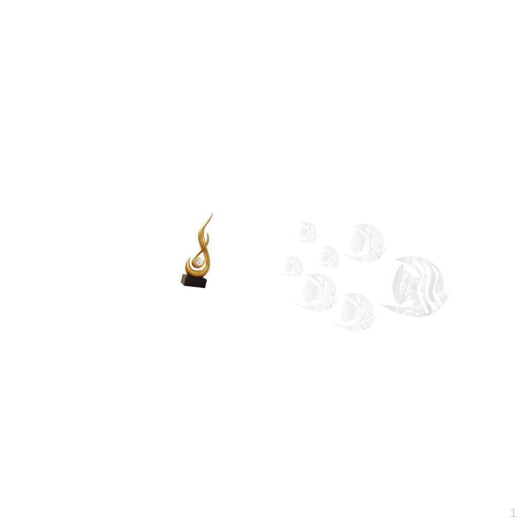 Resin Flame Figurine Modern Art Sculpture And Acrylic Mirror Wall Stickers Fish Decals for Living