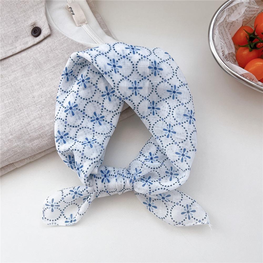 Cashew Small Square Scarf Floral Square Handkerchief Simple Printed Silk Scarf  Vacation