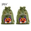 Reusable Gift Packaging 2Pcs Halloween Pumpkin Drawstring Bags for Candy Treats, Retro Burlap Small Storage Candies Trick or Treat Bags, Portable