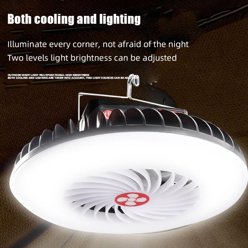 Solar Led Fan Telt Lys Bærbar Multifunksjonell Utendørs Camping Lys Nattmarked Lampe Med Vifte