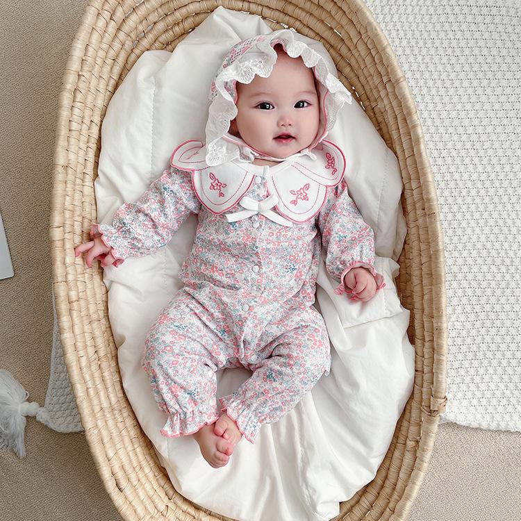 

2025 Floral Cotton Onesie - Baby Girls Long Sleeve Romper 66 cm
