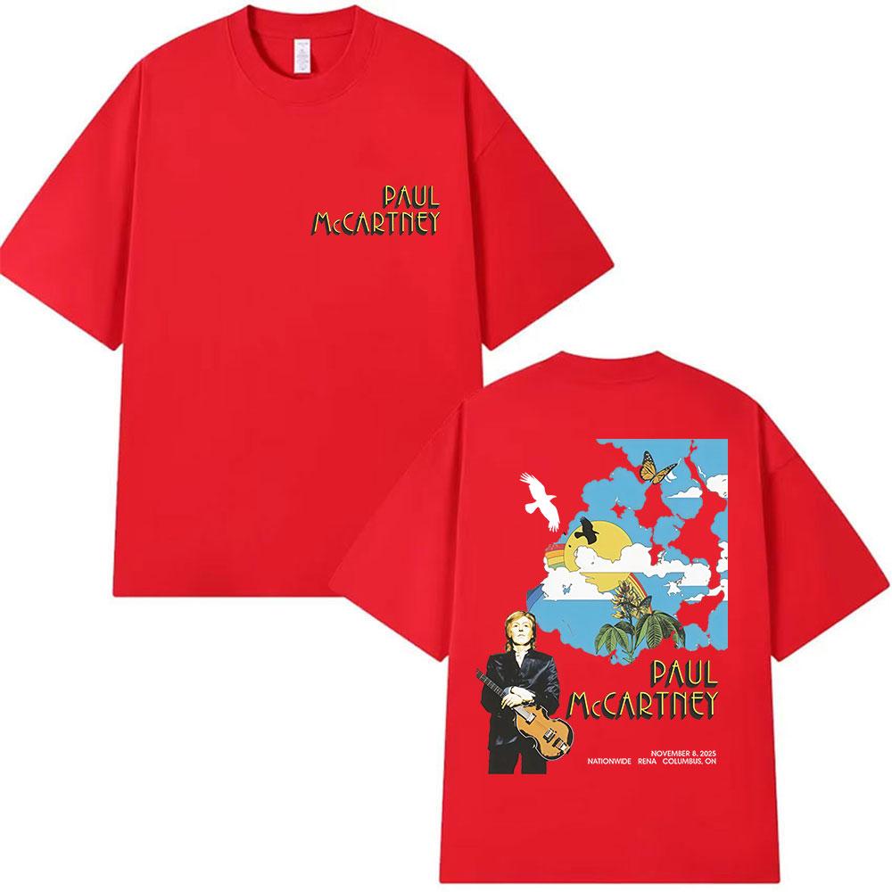 Paul McCartney Got Back Tour 2025 Merch T-Shirt Herren Hip Hop Rock Kurzarm-T-Shirts Vintage 100% Baumwolle T-Shirt Streetwear