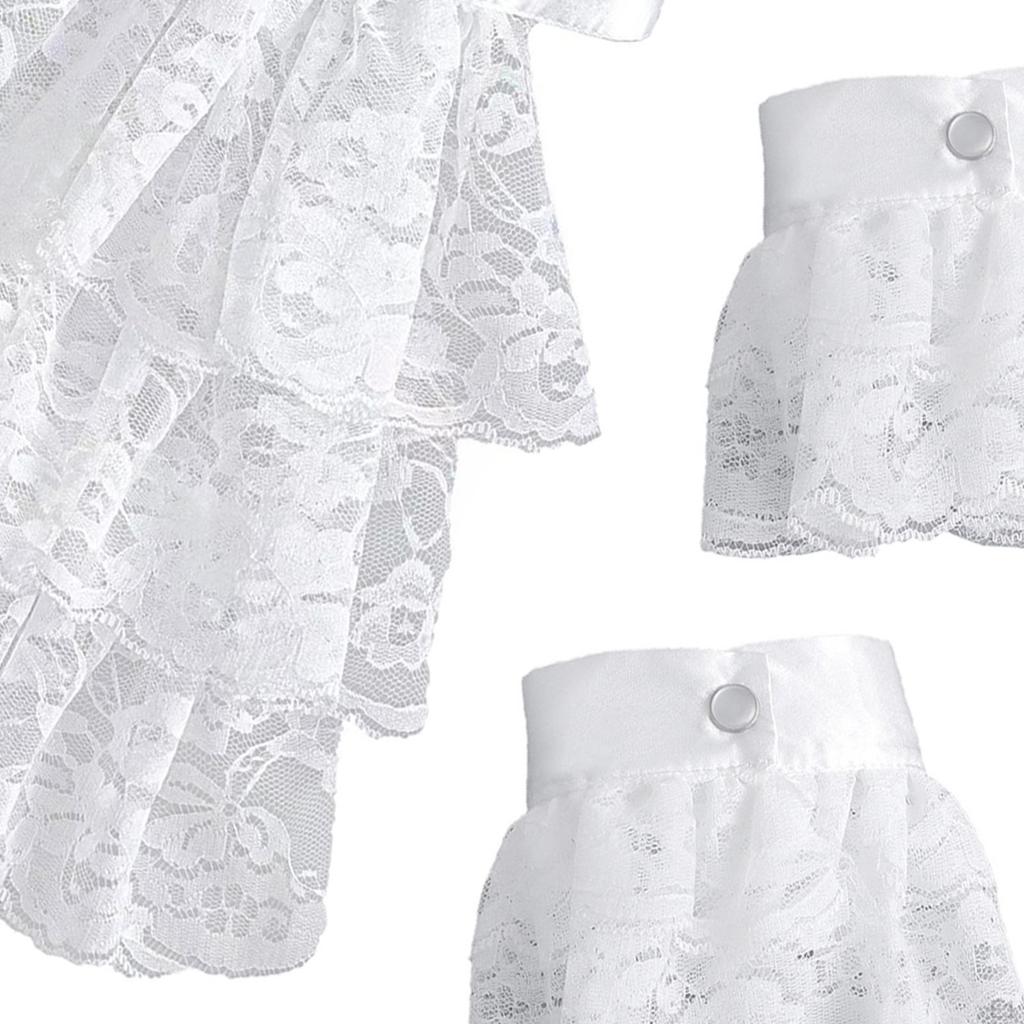 Spitzenjabot und Manschettenset Weiß Abnehmbarer Hals für Cosplay