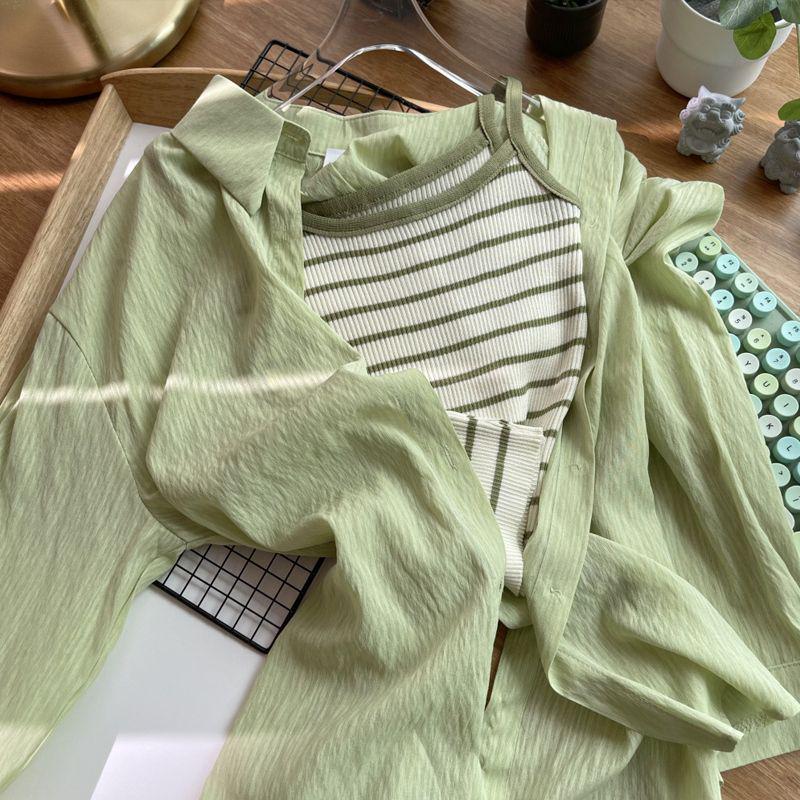 Women's Two-Piece Chiffon Sun Protection Shirt - Breathable, Versatile, and Trendy Summer Outerwear
