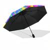 1pc Floral Pattern Automatic Umbrella - Stylish, Durable, with 8-Rib Manual Open Design, Elegant Black Handleyy250920157