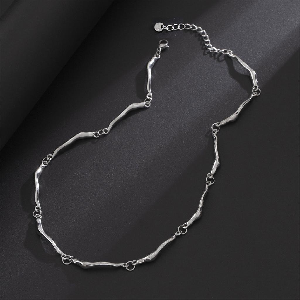 Irregular Metal Necklace Adjustable Length Neckchain Daily Wear Clavicle Chain Stylish Party Jewelry for Men and Women